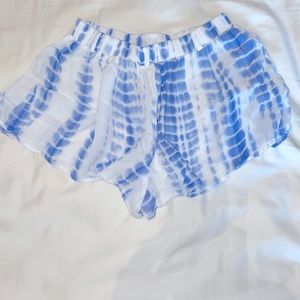 Forever 21 Blue and White Tie Dye Flowy Shorts